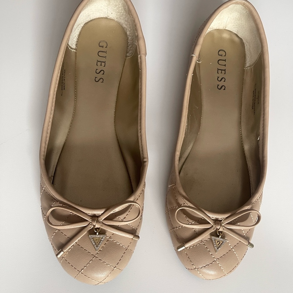 GUESS Quilted Beige Loafers with Bow - Picture 3 of 10